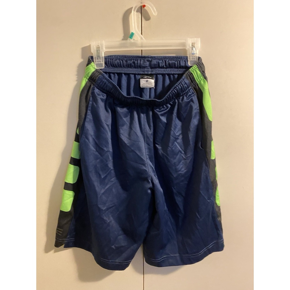 Nike Dri-Fit Athletic Shorts Navy Blue Lime Green Neon Mesh Men Size M